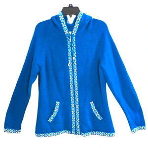 The Alpaca Connection 100% Alpaca Ultra Soft Blue Aztec Peruvian Hooded Sweater